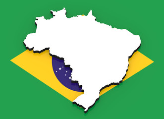 Obraz premium 3D map of Brazil on the national flag