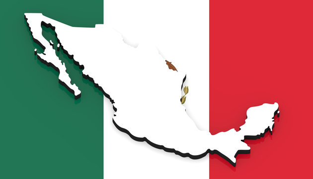 3D map of Mexico on the national flag