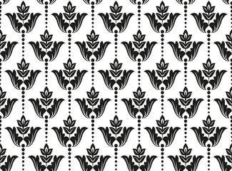 Fototapeta premium Flower geometric pattern. Seamless vector background. White and black ornament. Ornament for fabric, wallpaper, packaging. Decorative print