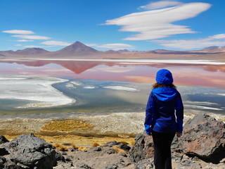 Young woman Laguna Colorada, Bolivia