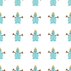 Seamless Pattern with Snowman in flat style