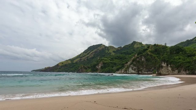 time-lapse of waves crashing on Koka Beach in East Nusa Tenggara, Indonesia.