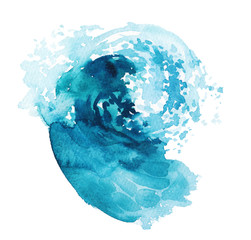 Watercolor hand-drawn texture / background illustration - foamy ocean wave, playful. Character, logo, children wallpaper, doodle. Marine clip art. Ocean, sea. Caribbean tropical landscape. 