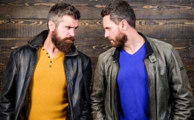 Exude masculinity. Confident competitors strict glance. Masculinity concept. Masculinity...