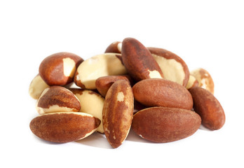Obraz premium Brazil nut. Bertholletia, of the family Lecythidaceae. High-calorie nut. Isolated on white background.