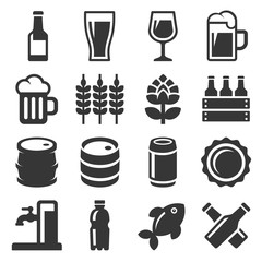 Obraz premium Beer Icons Set on White Background. Vector
