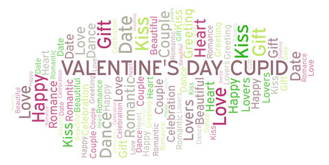 Fototapeta premium Valentine's Day Cupid word cloud.
