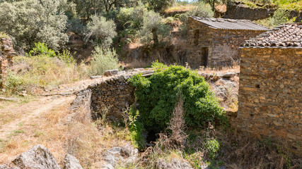 Fototapeta na wymiar ancient dwellings of stone typical of the Hurdes, Extremadura Spain