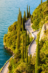 Scenic road around Garda Lake, Lombardy, Italy