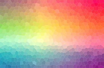 Abstract illustration of red, green, purple and blue pastel small hexagon background.