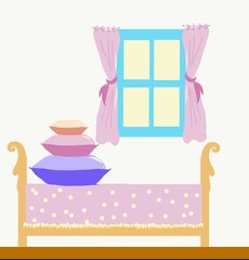 Room with windows and bed 