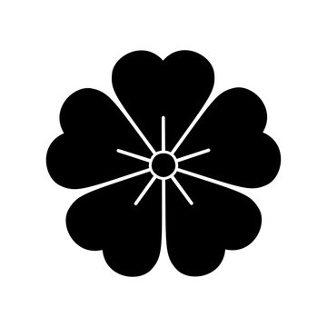 Flower icon in flat style isolated on white background. Kamon Symbols of Japan. Spring symbol for your web site design, logo. Vector illustration.
