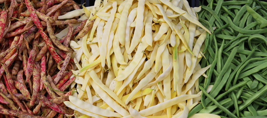 Red, yellow and green beans texture background