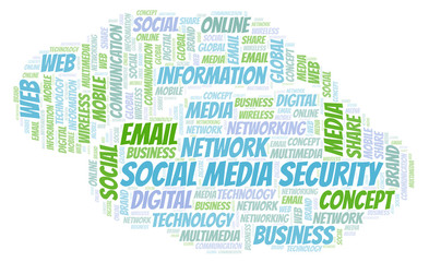 Obraz premium Social Media Security word cloud.