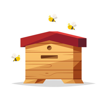 Wooden beehive vector isolated illustration
