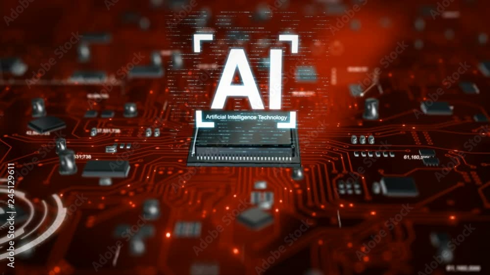 Poster 3d render ai artificial intelligence technology cpu central processor unit chipset on the printed ci