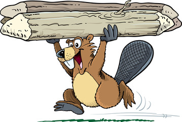 Cartoon beaver holding wood - Vector © Moriz