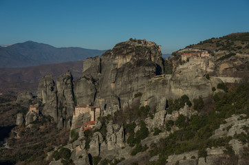Fototapeta na wymiar Landscape with monasteries and rock formations in Meteora, Greece.
