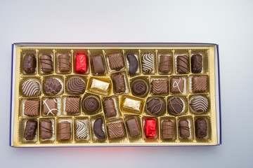 Box of gourmet bonbons, aka bon-bons and truffles, pralines box