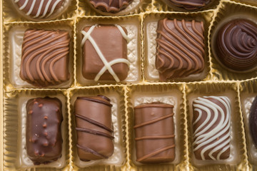 Box of gourmet bonbons, aka bon-bons and truffles, pralines box