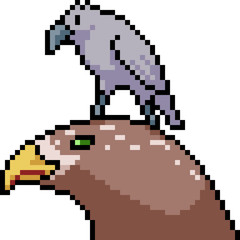 vector pixel art bird friend