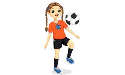 Illustration of young soccer player girl