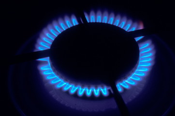 Gas ring showing blue flames