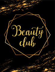 Beauty club vector poster with gold headline