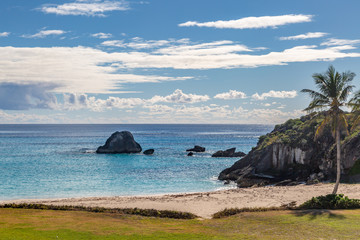 Looking out over the Atlantic ocean from an idyllic cove on the island of Bermuda