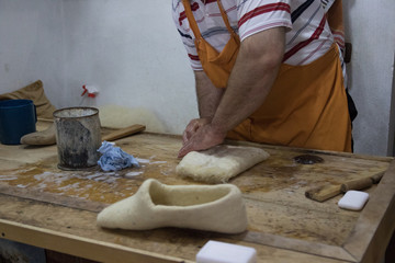 Crafts Wool slippers handmade proction in Kruje, Albania