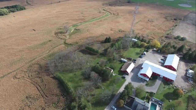 Red Farmhouse By Wheat Field