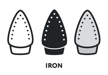 Iron Surface. Clothing Ironing Steam Heat Press. Vector Flat Line Stroke Icon.