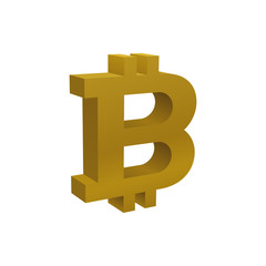 Gold colored crypto currency symbol, currency icon