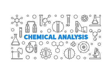 Chemical Analysis vector concept horizontal banner - vector illustration in thin line style