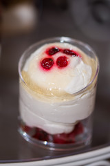  cakes with cream  and fruit