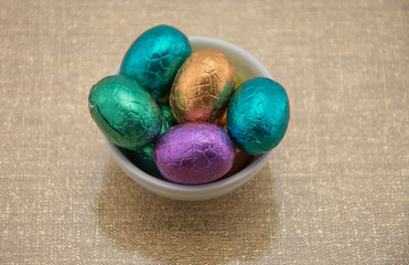 Fototapeta na wymiar Colorful Easter Chocolate Eggs