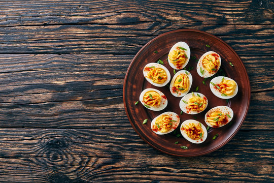 Deviled Eggs On A Plate, Rustic Style