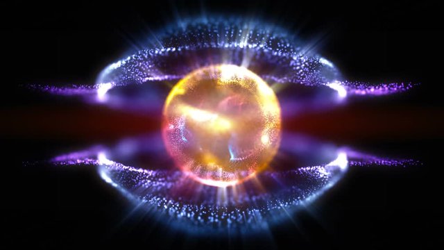 4K Abstract motion background animation shining particles stars sparks and magic dust forming in space shell and purl like pattern with light rays and projections seamless loop