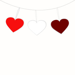 card with three hearts on a white background