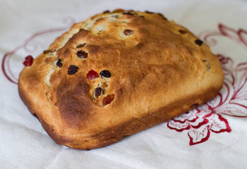 homemade baking muffin bread on canvas