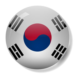 South Korean flag glass button vector illustration