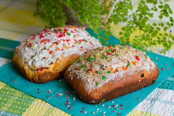 homemade baking two easter pasca on the table