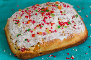 homemade baking easter pasca with dried fruits