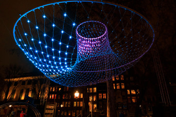 Bright abstract street lights at night