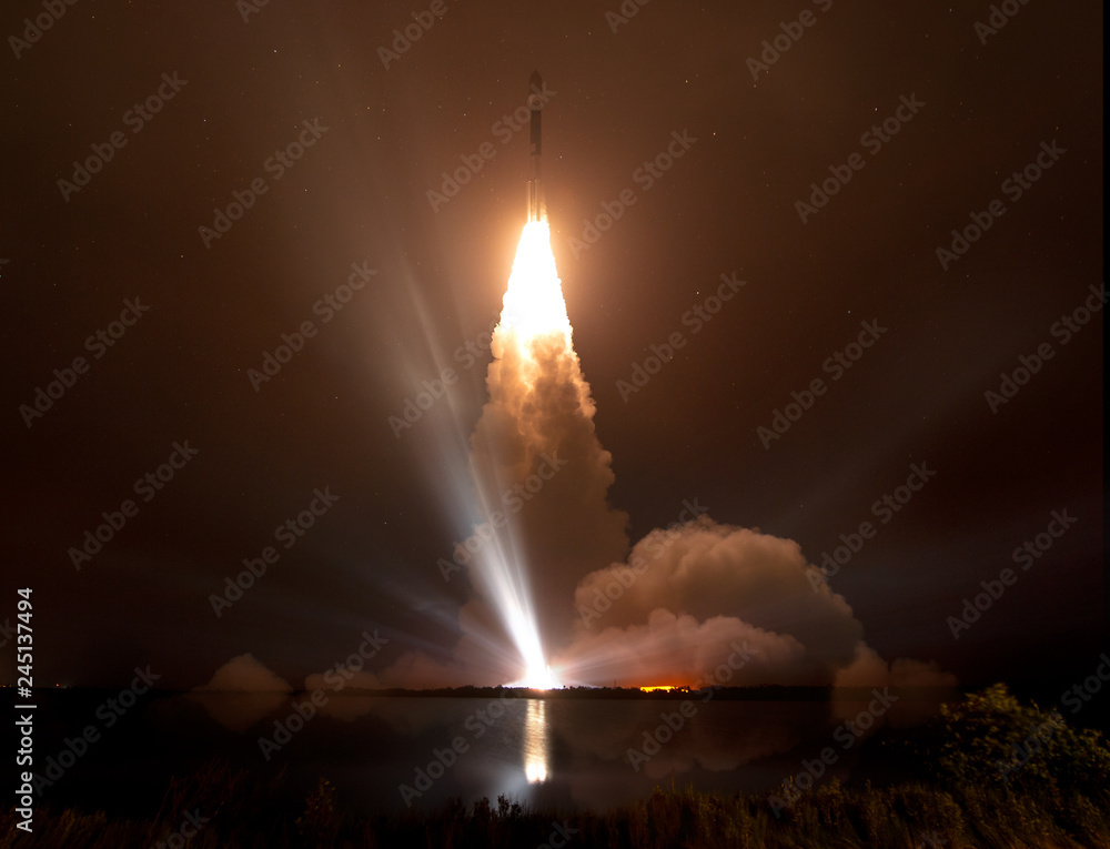 Canvas Prints missile launch at night. the elements of this image furnished by nasa.