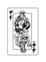 Casino Games - Poker playing card, Hand Drawn Sketch Vector illustration.