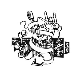 Musical Dj instruments background. Vector illustration design.