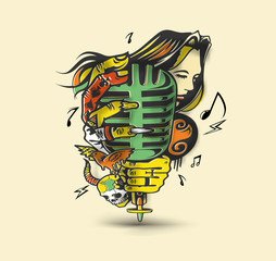 Woman hand holding microphone