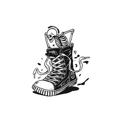 Hipster sneakers in hand drawn graphic