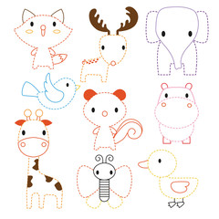 animals worksheet vector design